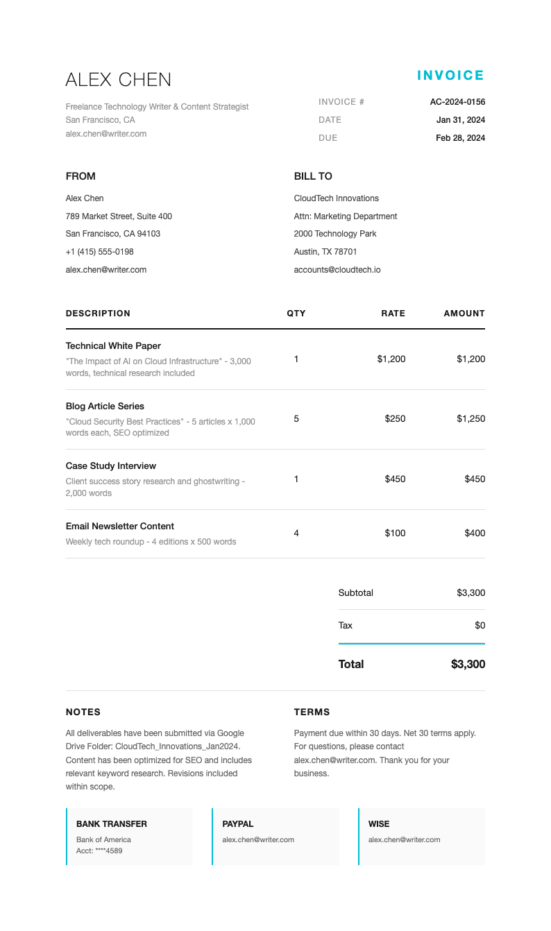 Modern Minimalist Invoice
